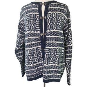 WOOLRICH Fair Isle Nordic Cardigan Metatal Clasp M